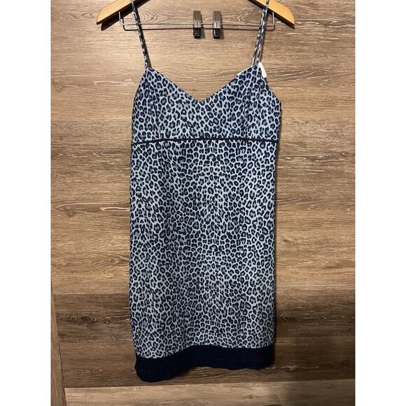 Rampage Mini Dress Y2K Cheetah Blue Vintage Stretchy Babydoll Leopard Slip Sz M - Picture 2 of 13